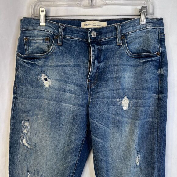 GAP Denim Jeans Best Girlfriend Distressed Slim Leg Light Wash Mid Rise Sz 30R - Picture 3 of 8